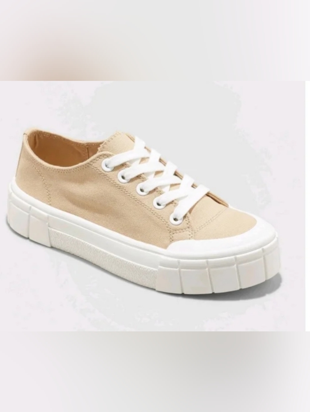 Canvas Platform Sneaker in Beige - Women